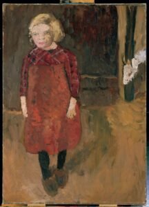 Gemälde von Paula Modersohn-Becker, das ein Mädchen in einem roten Kleid zeigt