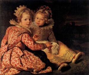 Zwei Kleinkinder in nobler Kleidung des 17. Jahrhunderts